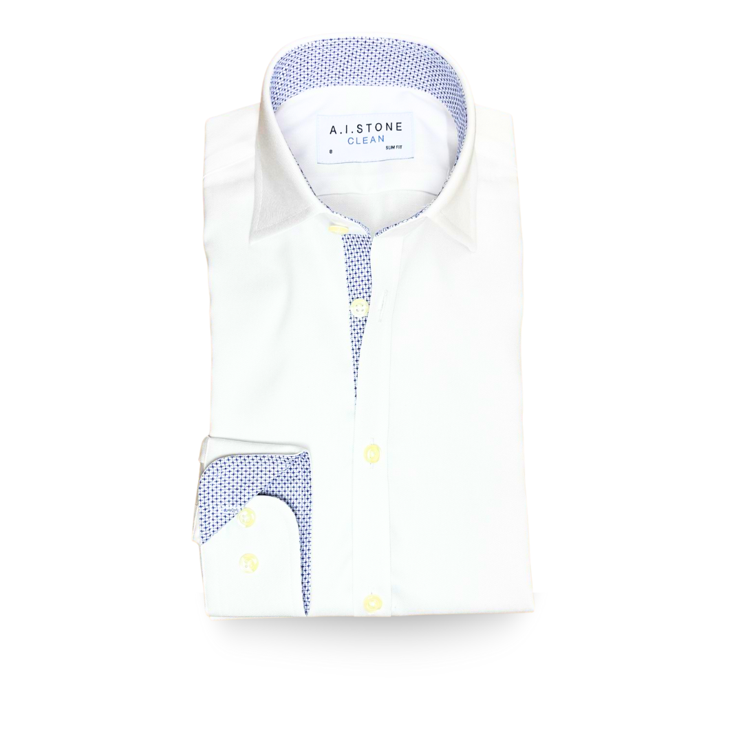 CLEAN Boys Twill NON IRON Cutaway Collar Shirt Long Sleeves with Royal Blue Contrast Fabric Classic / 6 CLEAN Boys Twill NON IRON Cutaway Collar Shirt Long Sleeves with Royal Blue Contrast Fabric Classic / 6