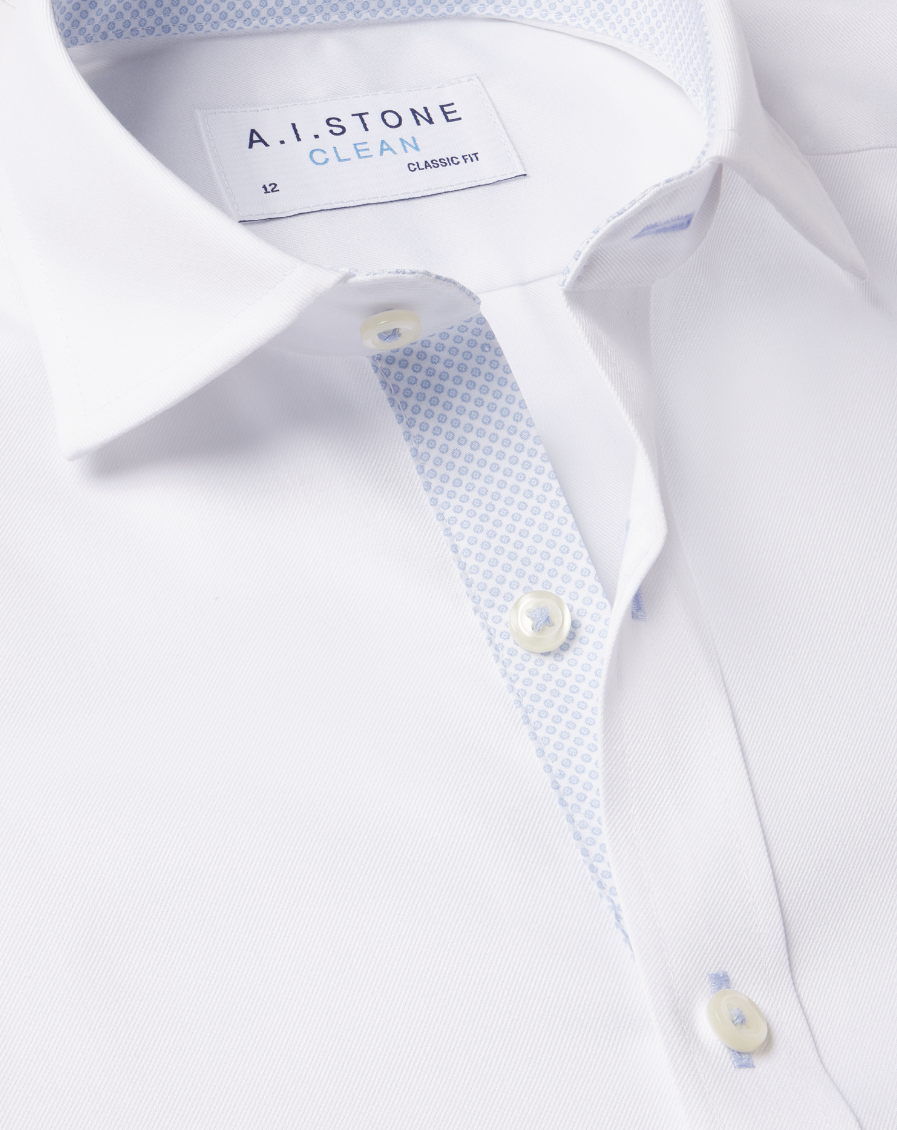 clean white dress shirt collar Non-Iron Cotton Herringbone Point Collar Dress Shirt - White