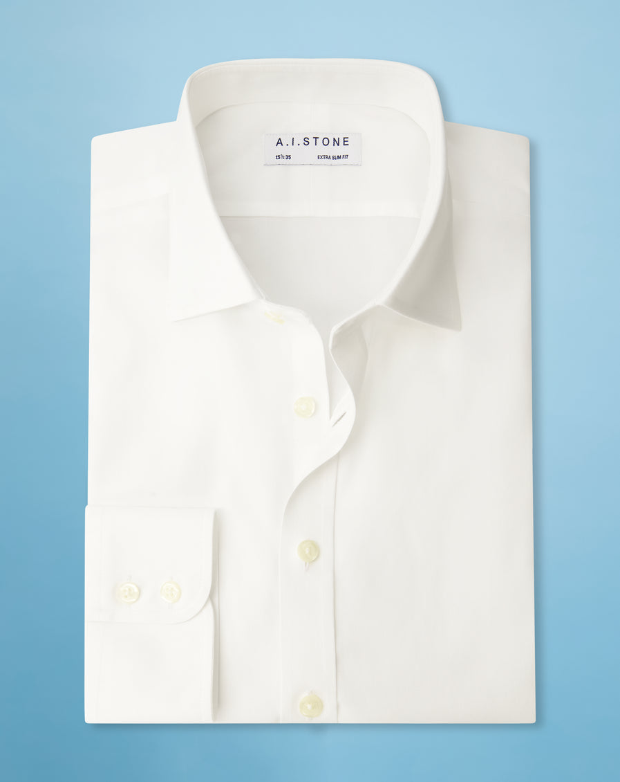 Premium Cotton White Button-Down Dress Shirt - Extra Slim Fit, Non-Iron, Spread Collar, Soft Twill, Size 16.5 35