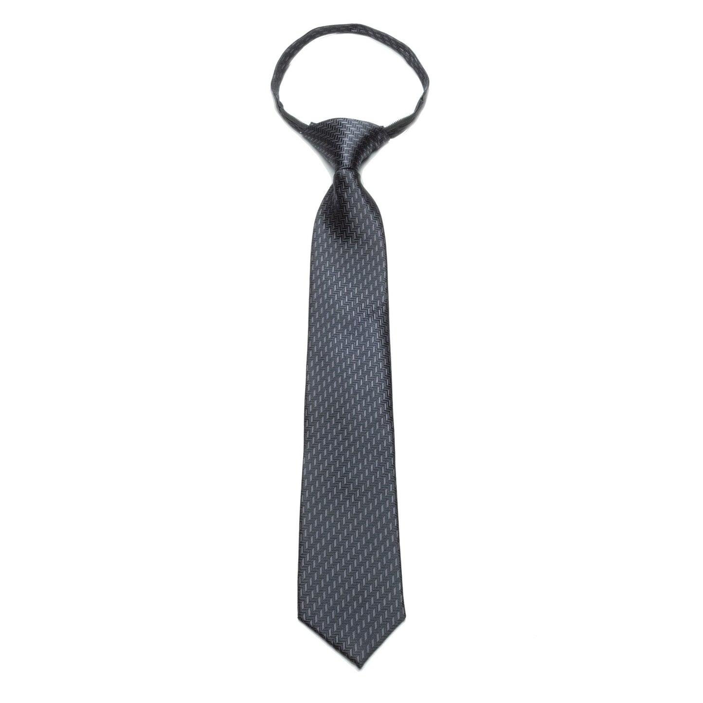 Boys Zipper Tie – Midnight Grid Weave