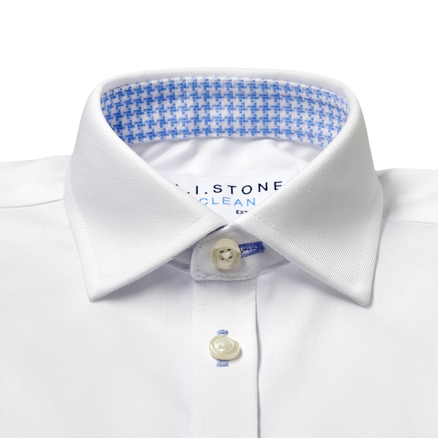 CLEAN Boy Twill NON IRON Cutaway Collar Shirt Short Sleeves With Mini Check Contrast Fabric