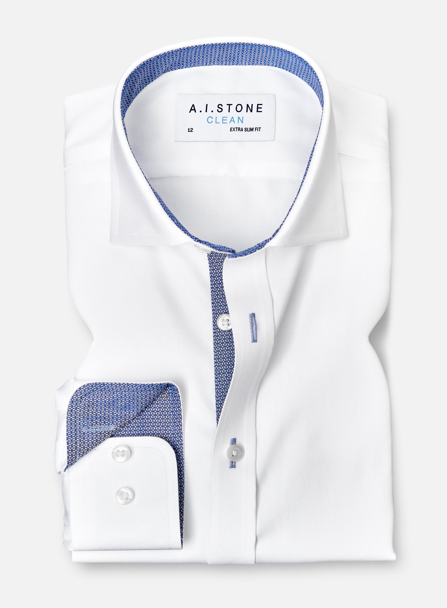 CLEAN Boys Twill NON IRON Cutaway Collar Shirt Long Sleeves with Blue A . I . S T O N E CLEAN Boys Twill NON IRON Cutaway Collar Shirt Long Sleeves with Blue A . I . S T O N E