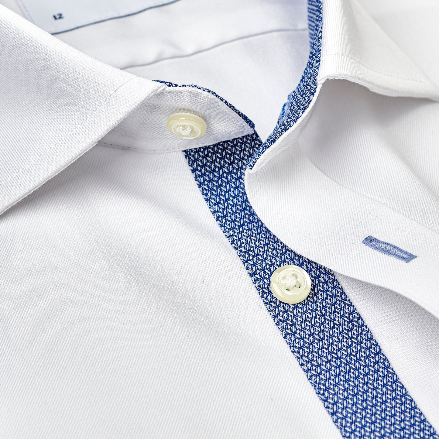 CLEAN Boys Twill NON IRON Cutaway Collar Shirt Long Sleeves with Blue Diamond Contrast Fabric
