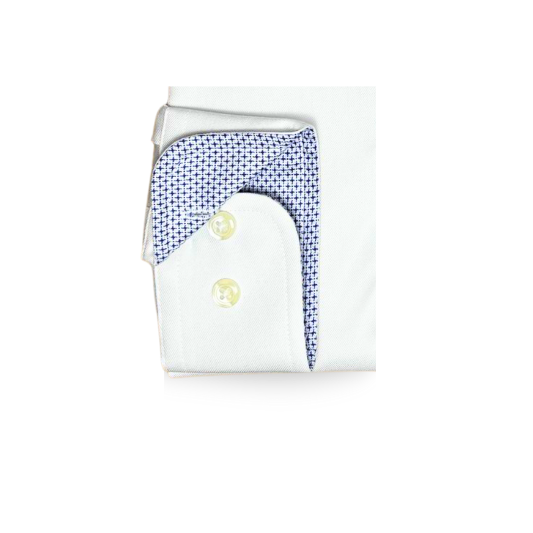 CLEAN Boys Twill NON IRON Cutaway Collar Shirt Long Sleeves with Royal Blue Contrast Fabric