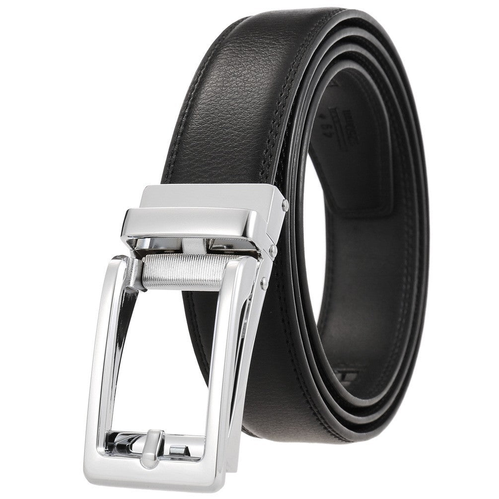 Boys Ratchet Track Belt – Grained Leather with Chrome Pin Frame – Adjustable Fit