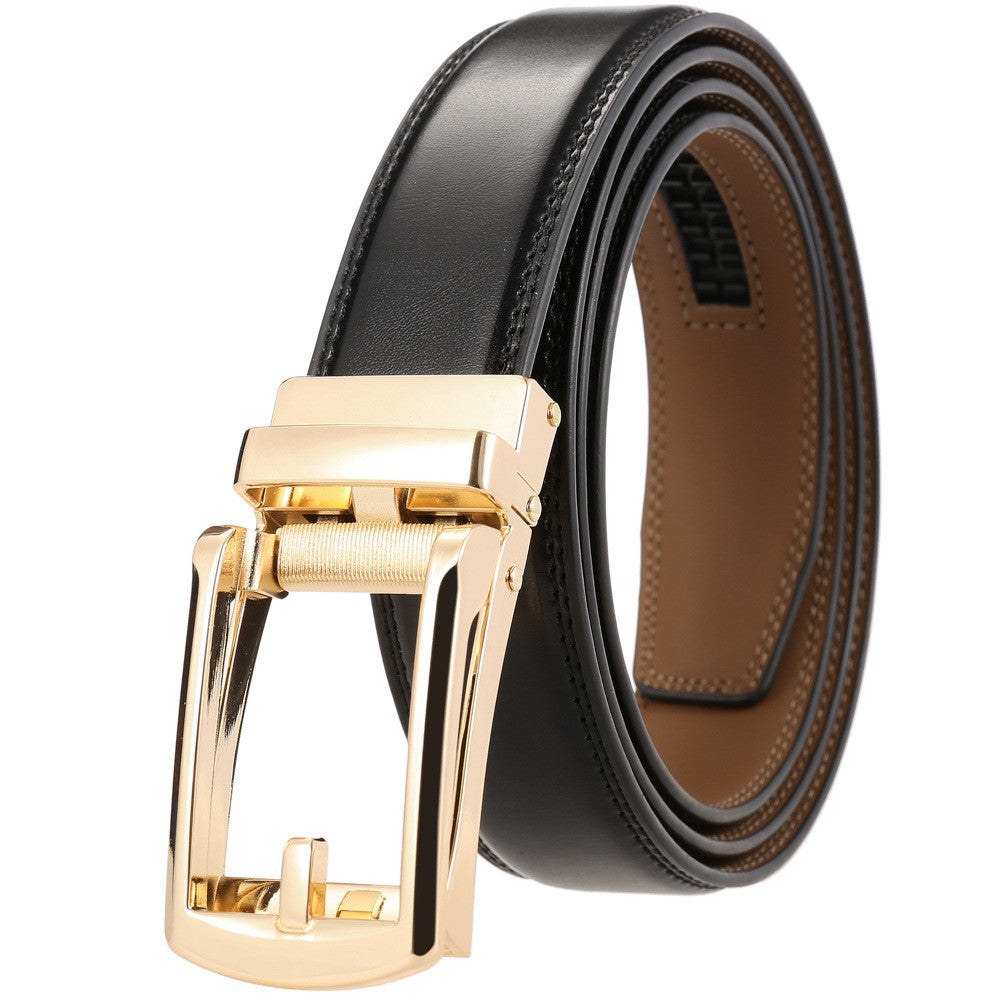 Boys Ratchet Track Belt – Smooth Leather with Gold Pin Frame – Adjustable Fit