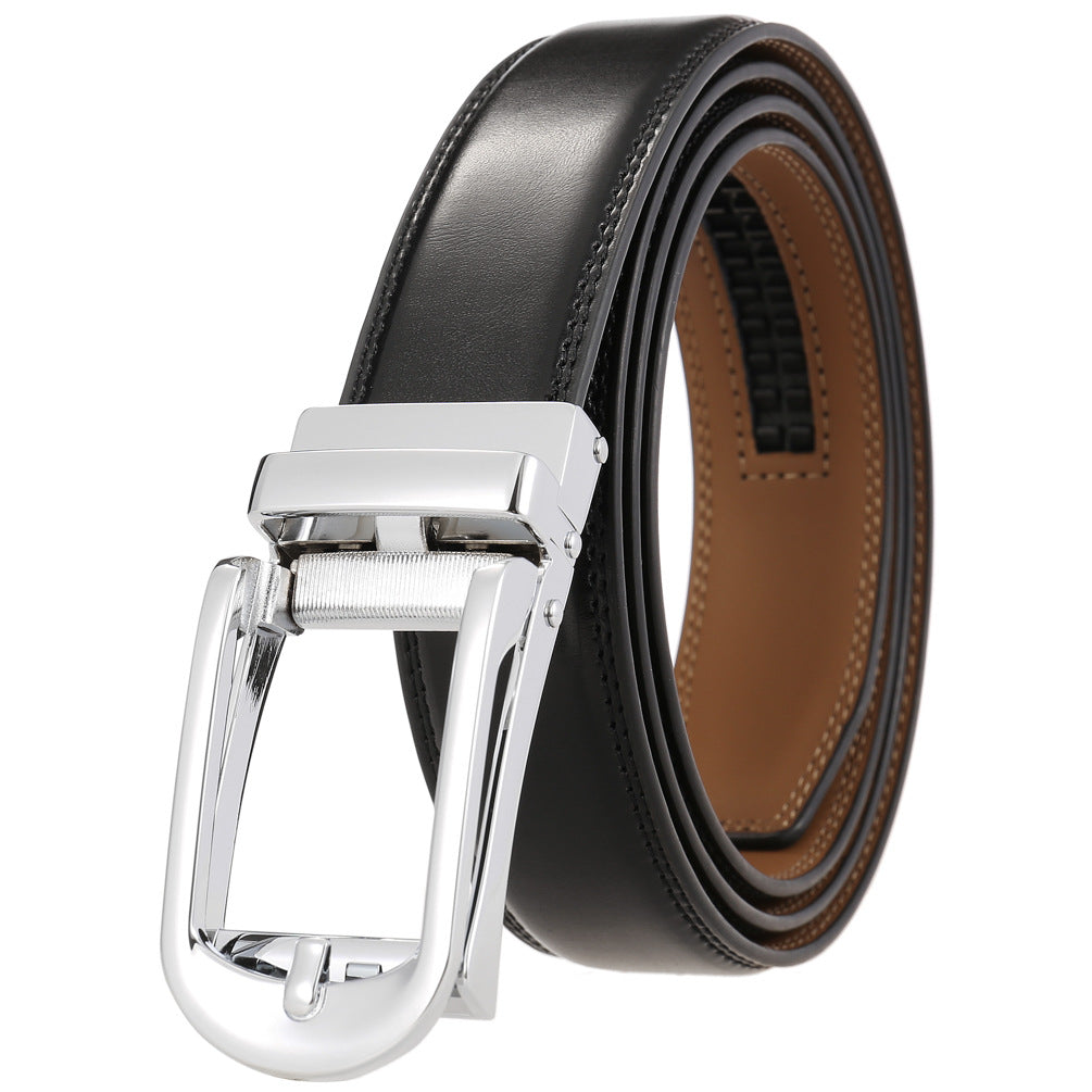 Boys Ratchet Track Belt – Smooth Leather with Chrome Pin Frame – Adjustable Fit