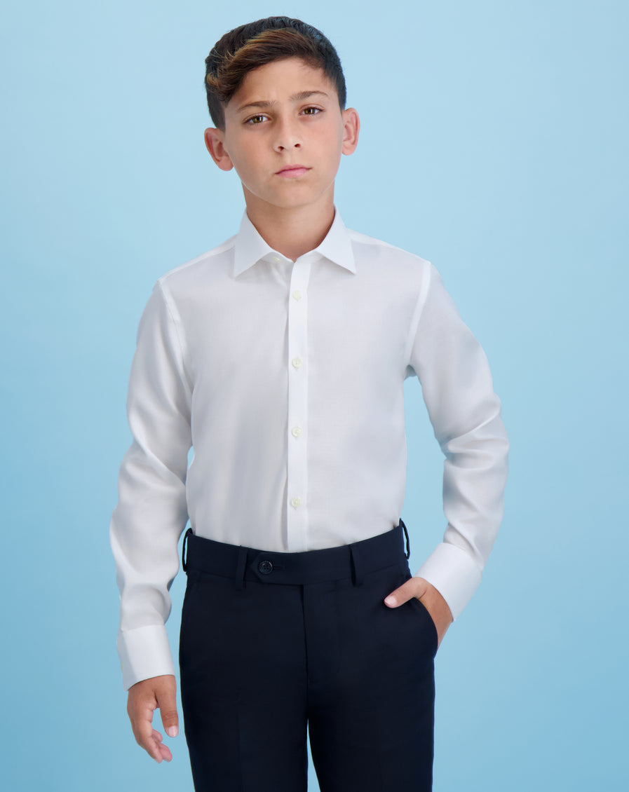 Boys Dobby NON IRON Cutaway Collar French Cuff