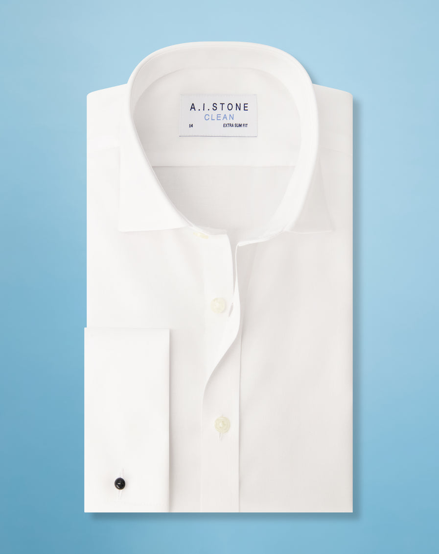 CLEAN Boys Twill NON IRON Cutaway Collar in French Cuff