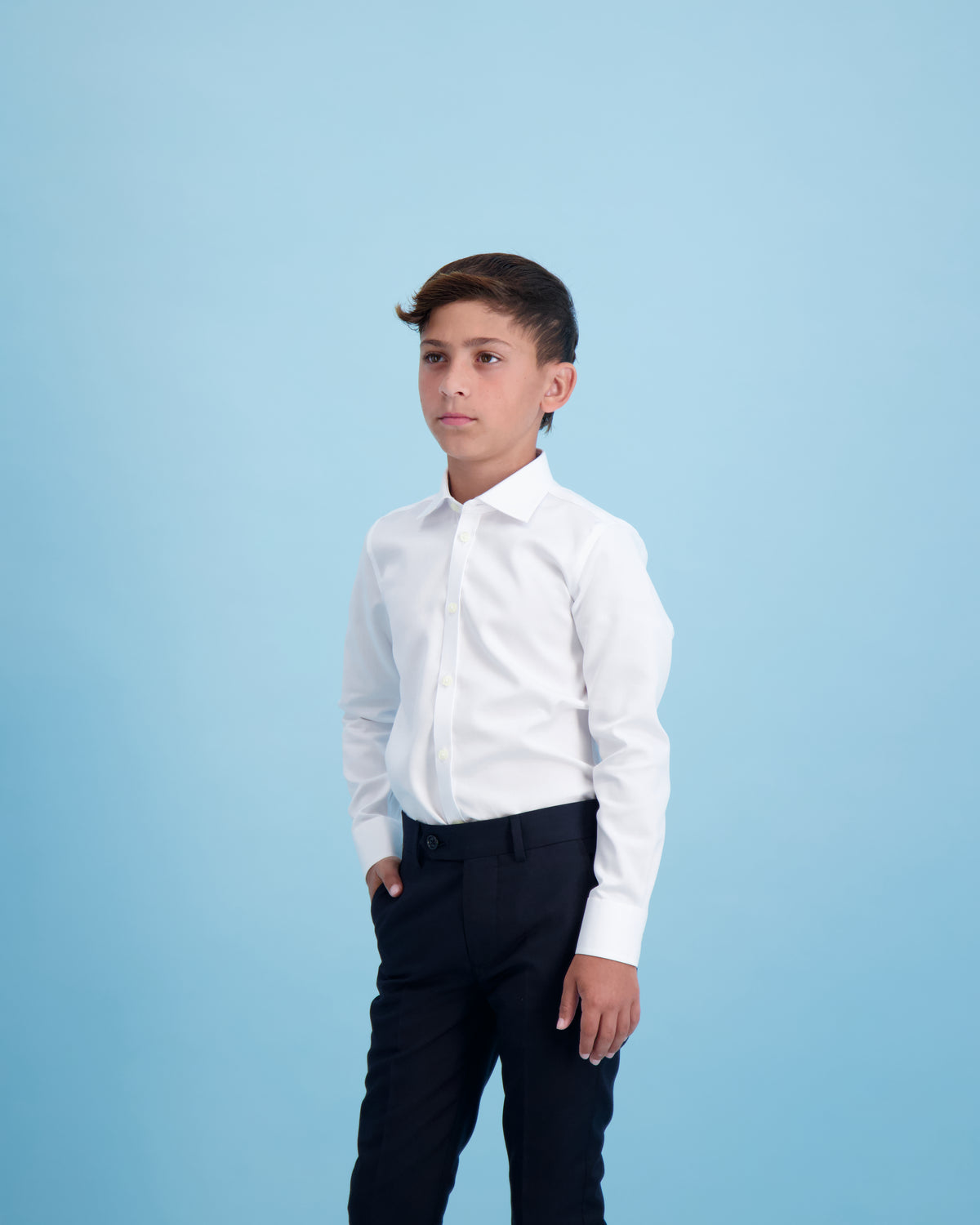 CLEAN Boys Twill NON IRON Cutaway Collar Long Sleeves