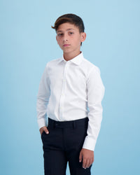 CLEAN Boys Twill NON IRON Cutaway Collar Long Sleeves