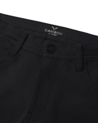 Boys Caribou black 5-pocket pant, waistband and pocket detail