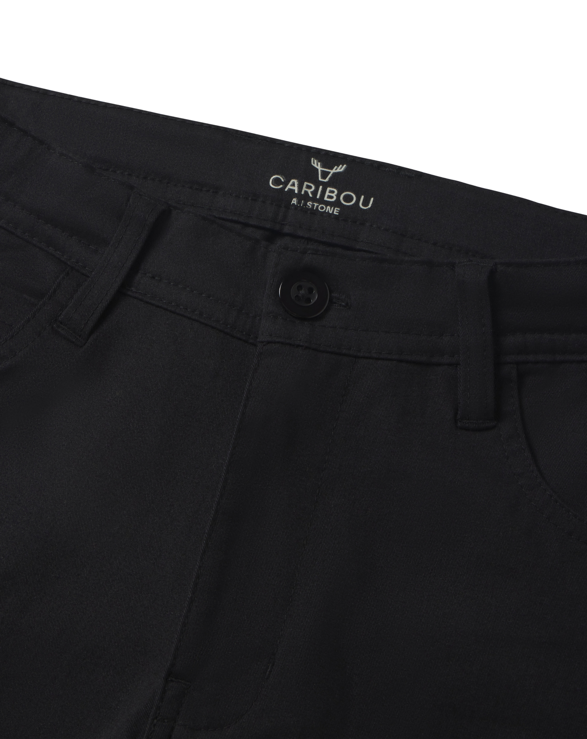 Boys Caribou black 5-pocket pant, waistband and pocket detail