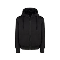 The Boys' HALO Hoodie in black, front view, plush-lined hood