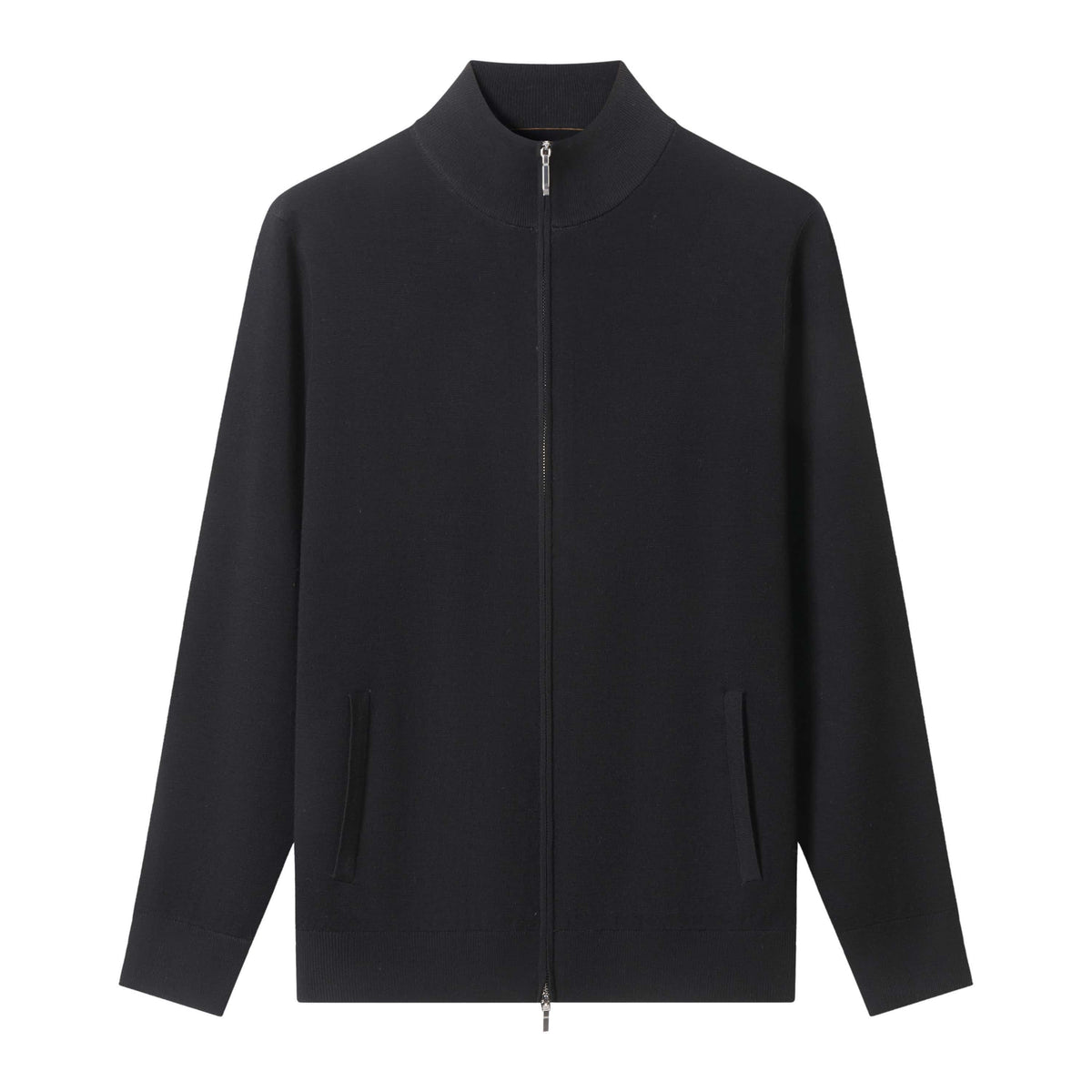 100% Wool Zip Sweater with Pockets