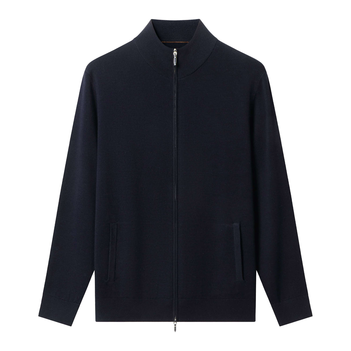 100% Wool Zip Sweater with Pockets