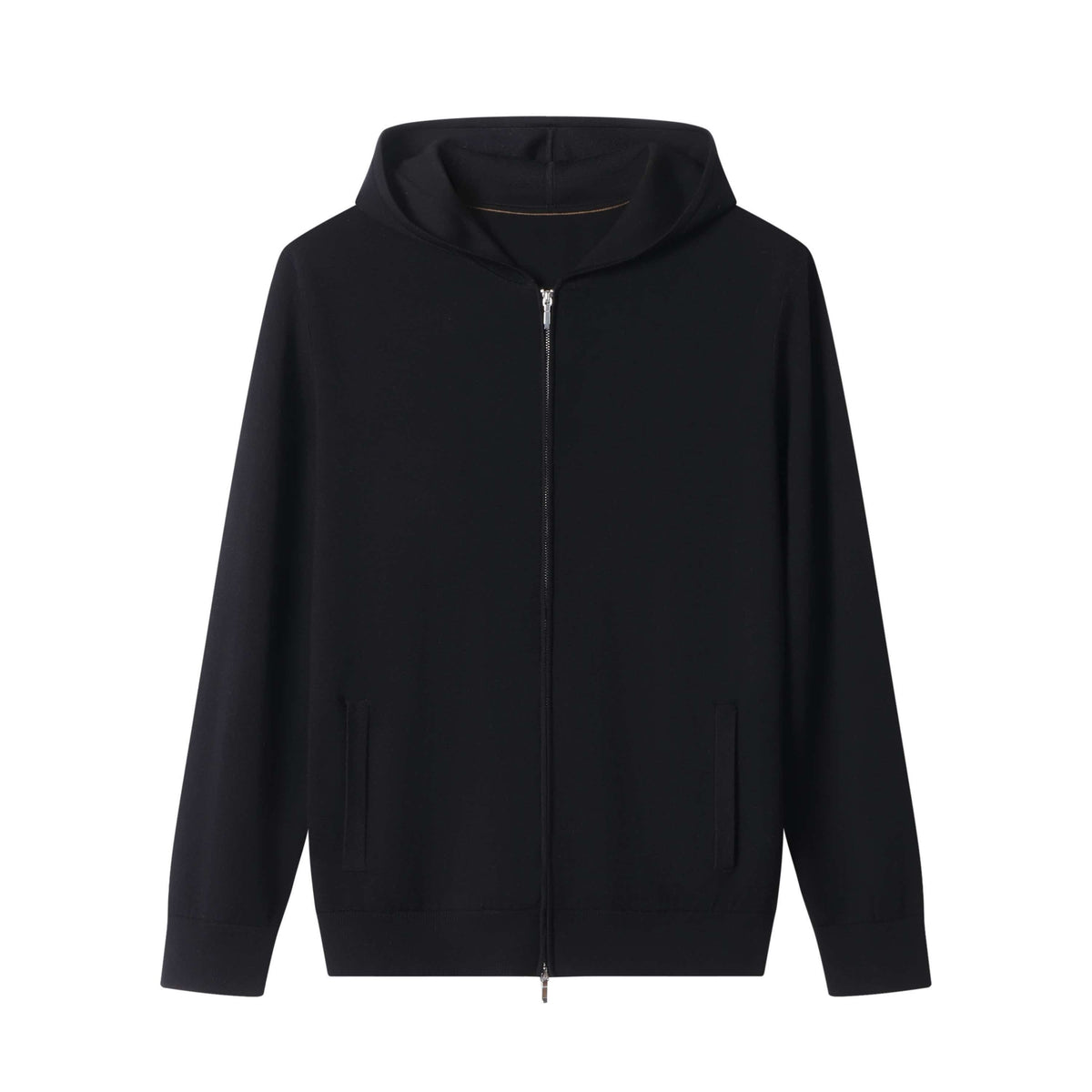 100% Wool Zip Hoodie with Pockets