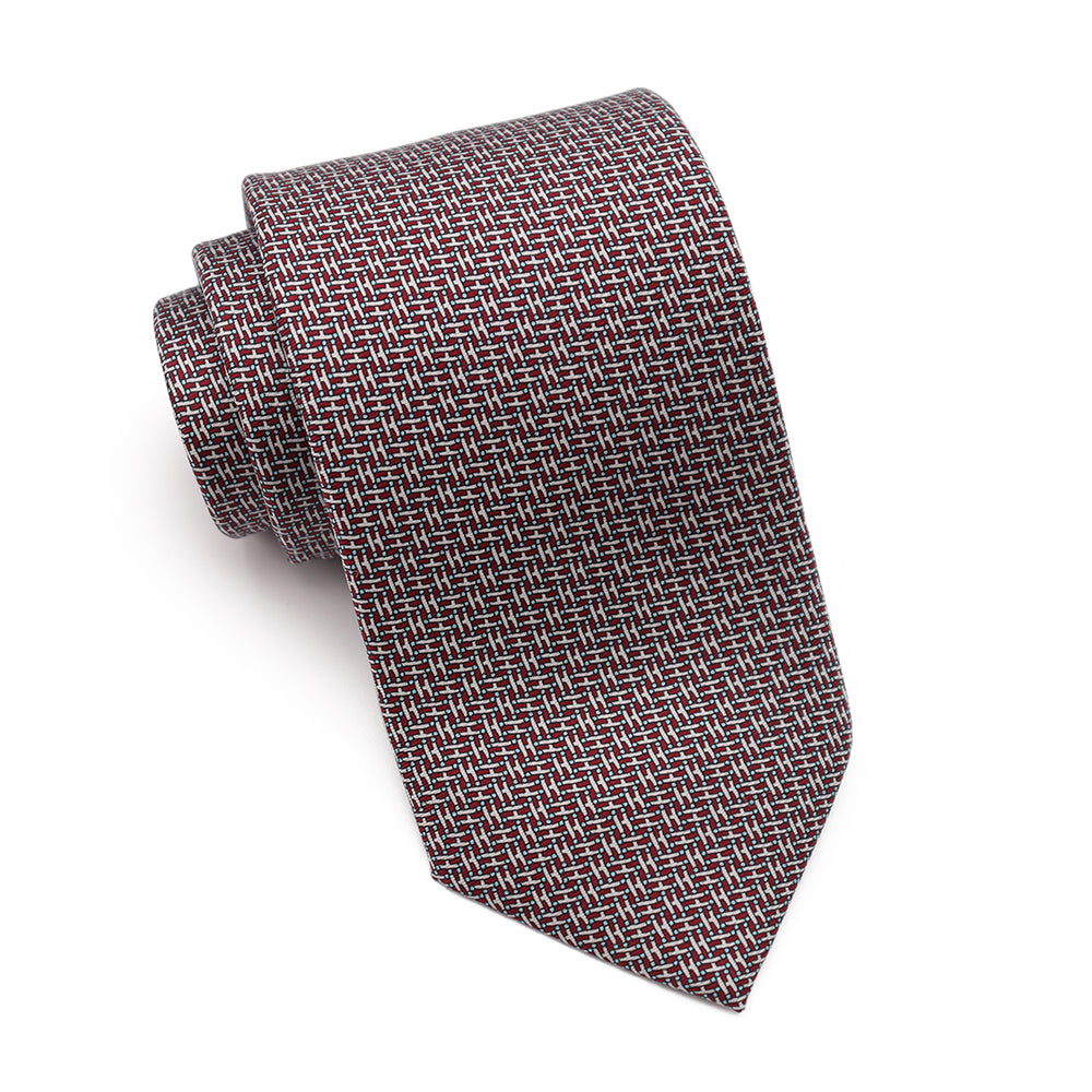 Mens Ledberry Silk Tie - Crimson Accent
