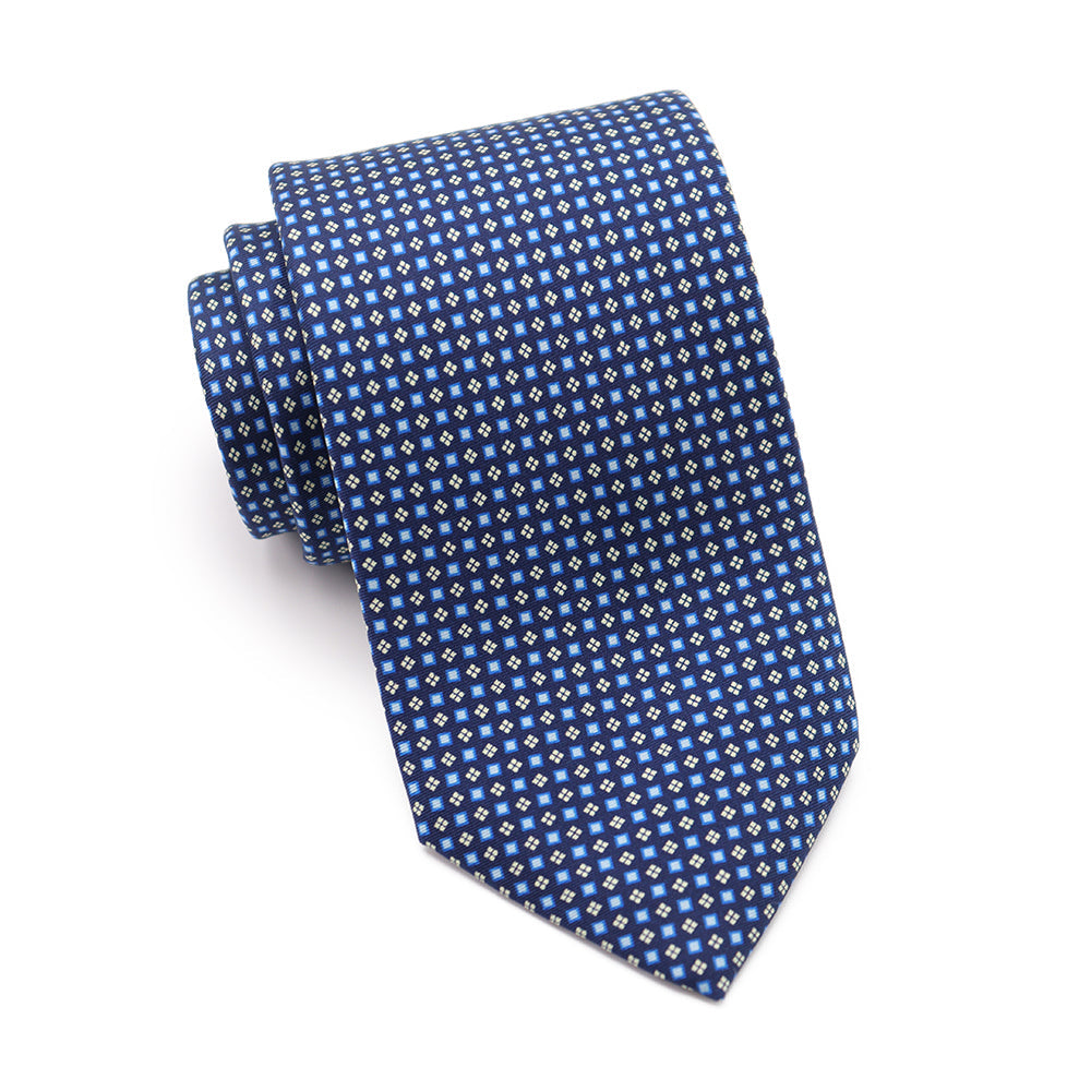 Mens Ledberry Silk Tie - Cobalt Grid
