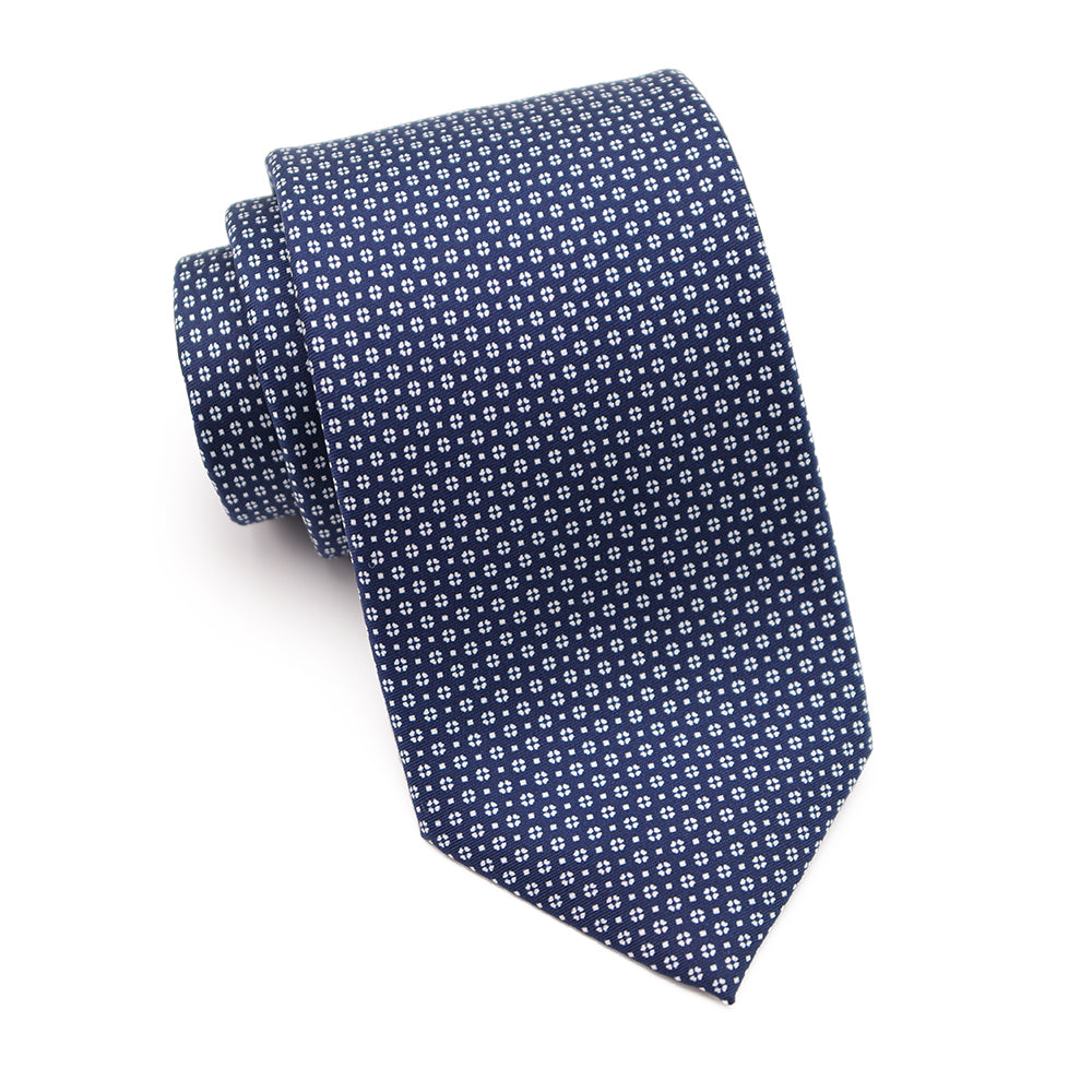 Mens Ledberry Silk Tie - Navy Petals