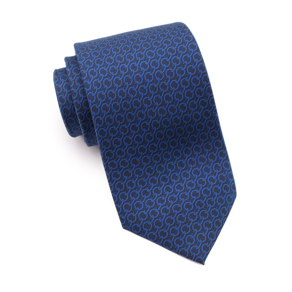 Mens Ledberry Silk Tie - Navy Ring Print