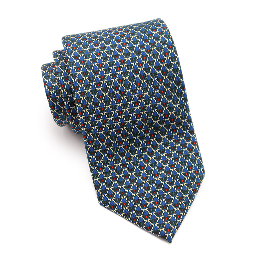 Mens Ledberry Silk Tie - Teal Dot Grid