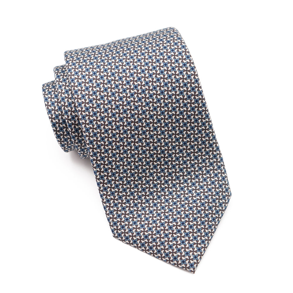Mens Ledberry Silk Tie - Silver Fleck