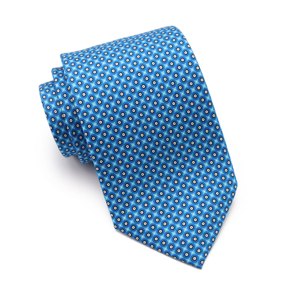 Mens Ledberry Silk Tie - Royal Blue Circle Dot