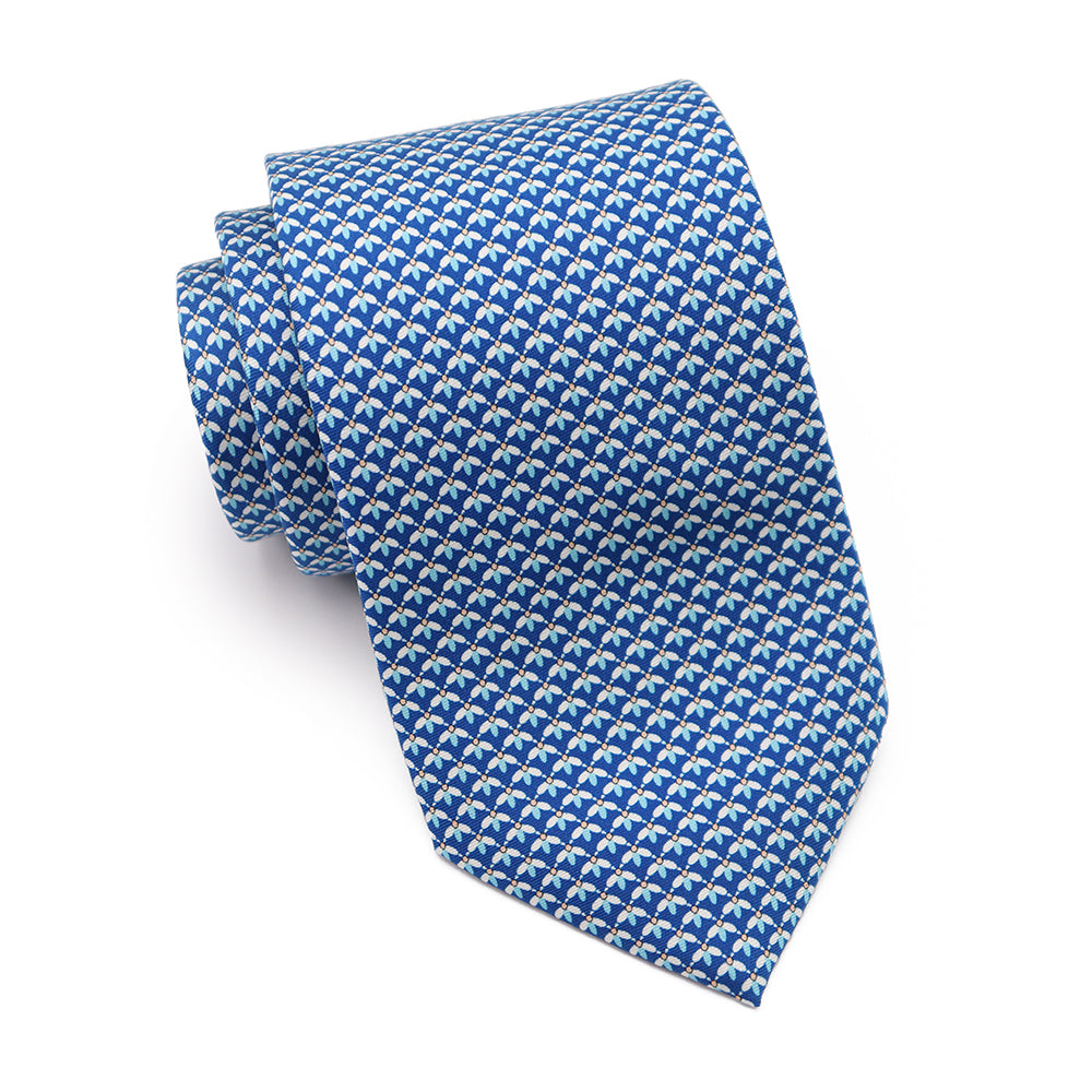 Mens Ledberry Silk Tie - Blue Basket Check