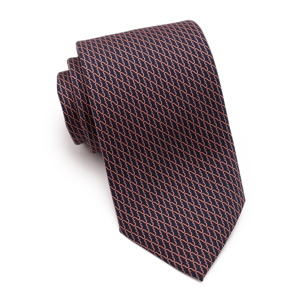 Mens Ledberry Silk Tie - Chocolate Chain Link