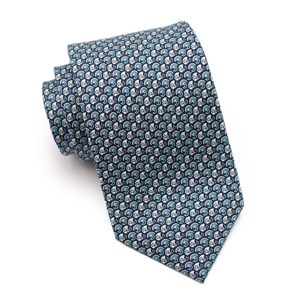 Mens Ledberry Silk Tie - Sea Teal Ring