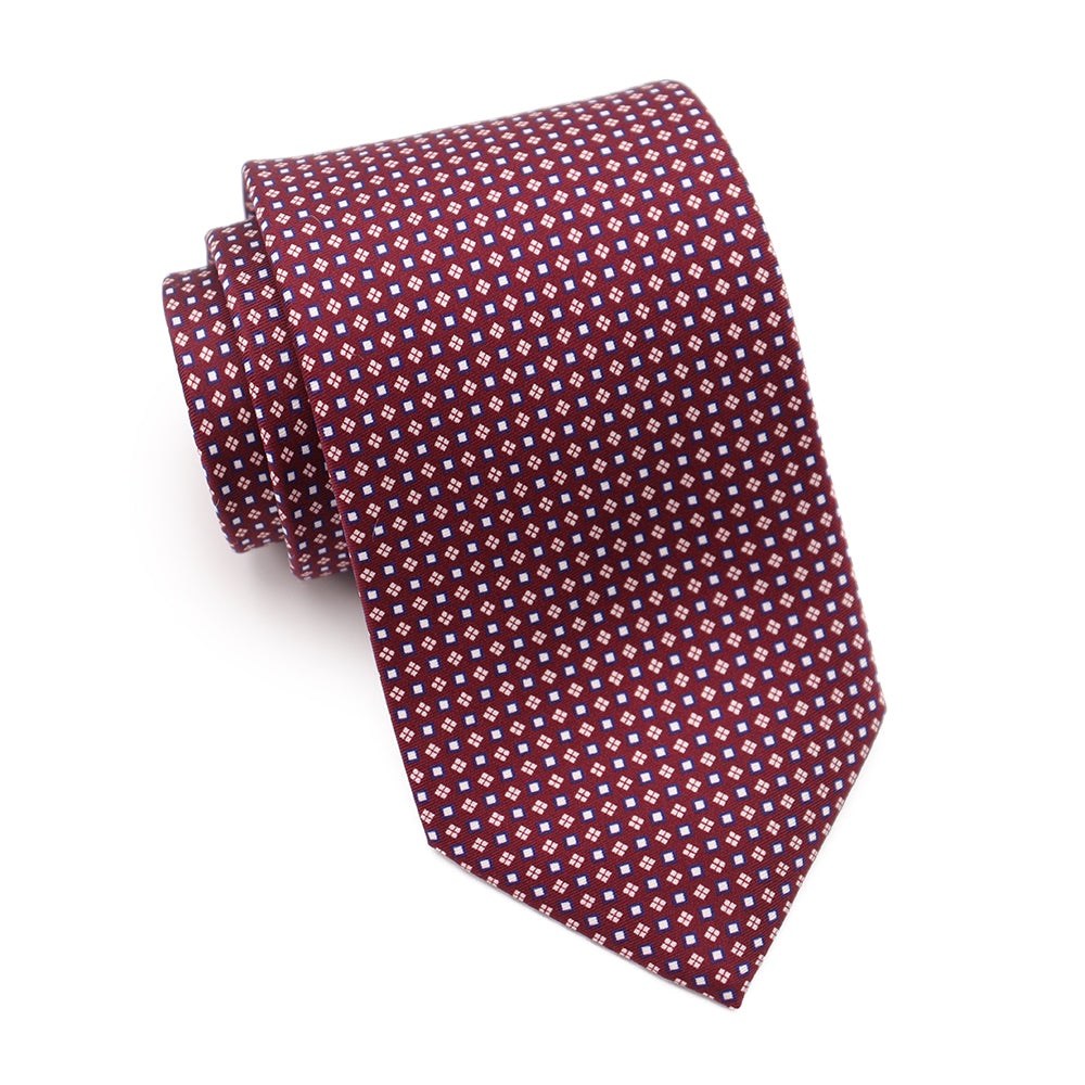 Mens Ledberry Silk Tie - Wine Grid