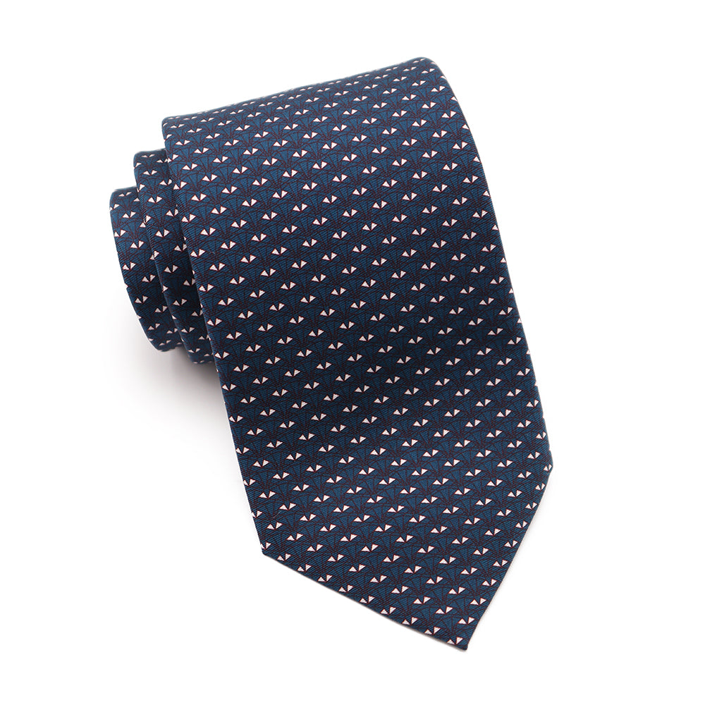 Mens Ledberry Silk Tie - Navy Origami