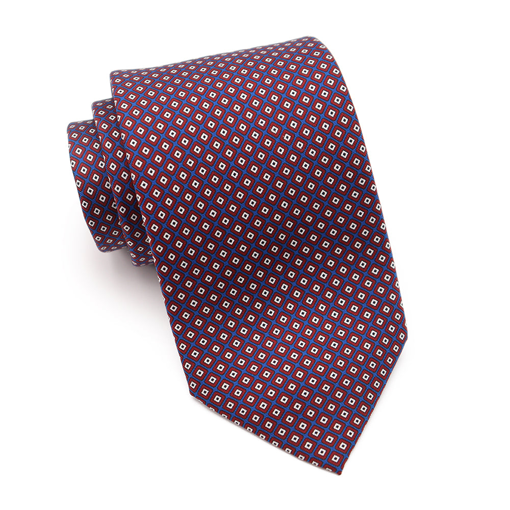 Mens Ledberry Silk Tie - Plum Square Tile