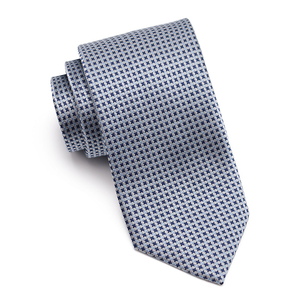 Mens Ledberry Silk Tie - Silver Pin Dot