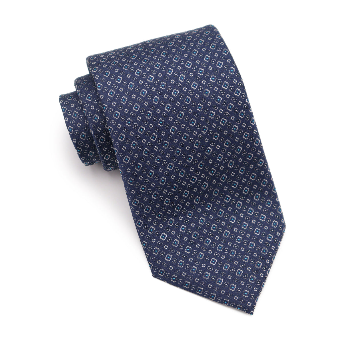 Mens Ledberry Silk Tie - Navy Tonal Ring