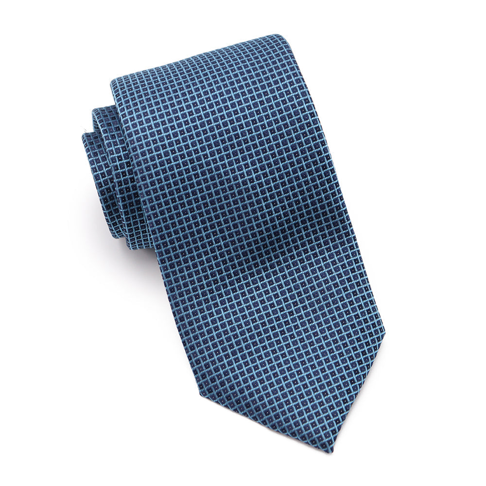 Mens Ledberry Silk Tie - Teal Tonal Square