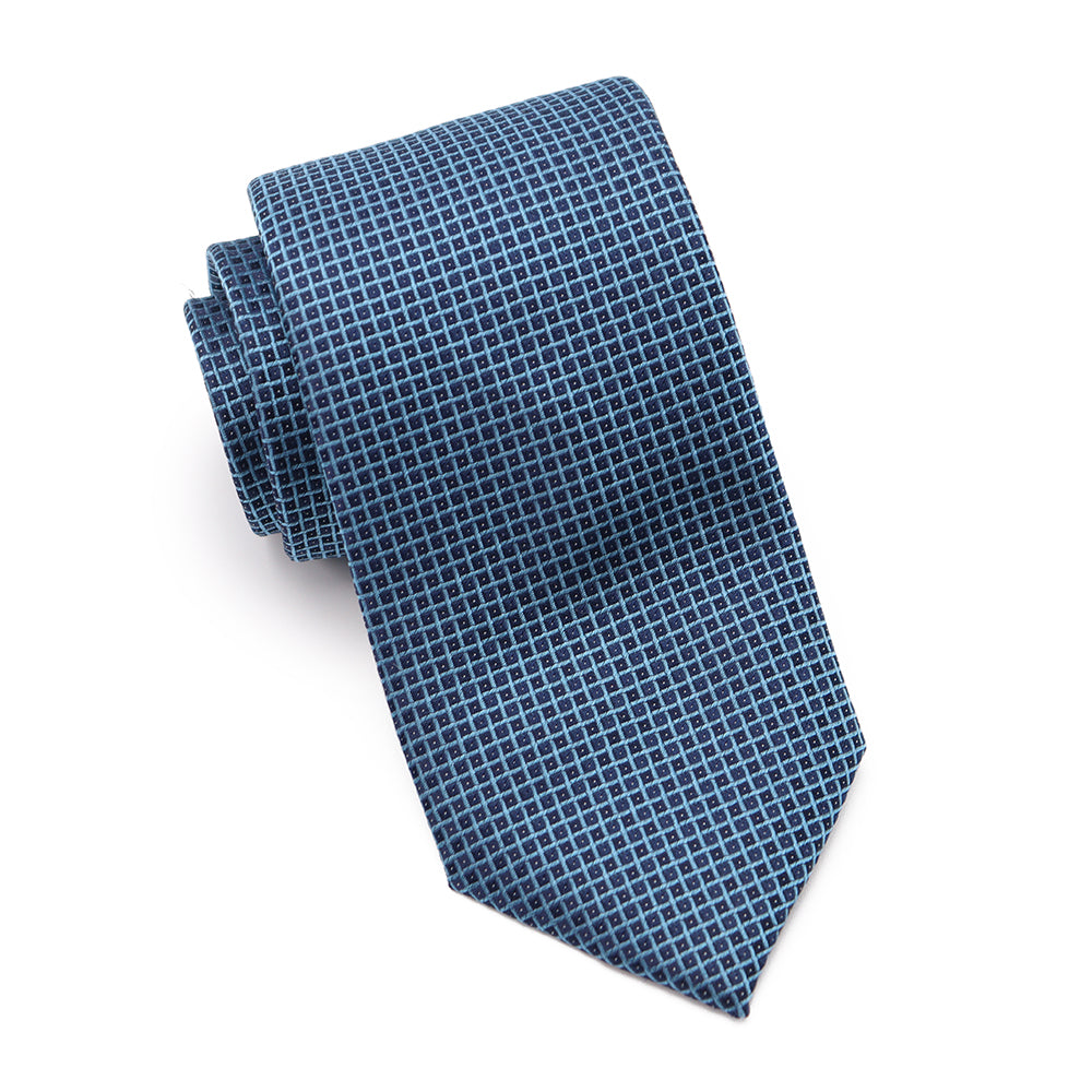 Mens Ledberry Silk Tie - Teal Tonal Square