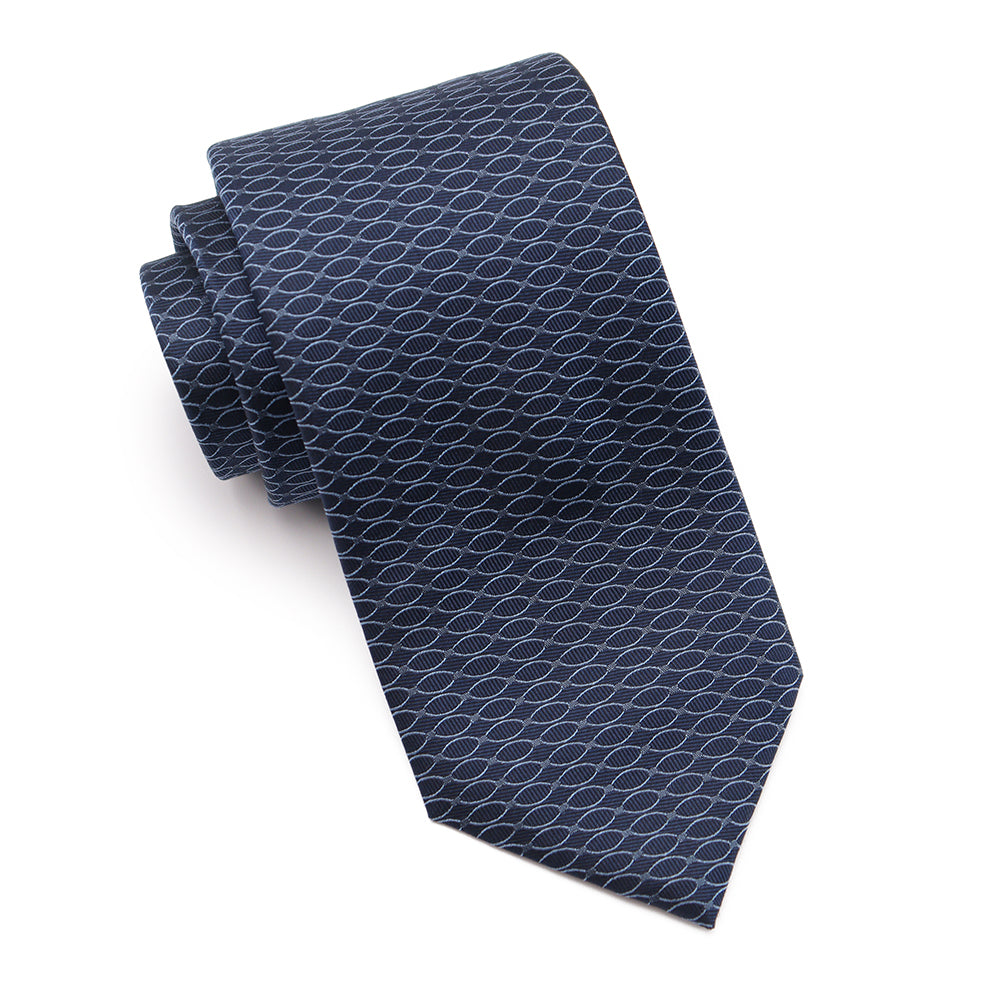 Mens Ledberry Silk Tie - Navy Tonal Diamond