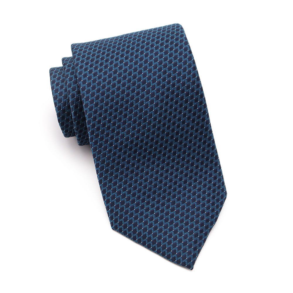Mens Ledberry Silk Tie - Deep Teal Honeycomb