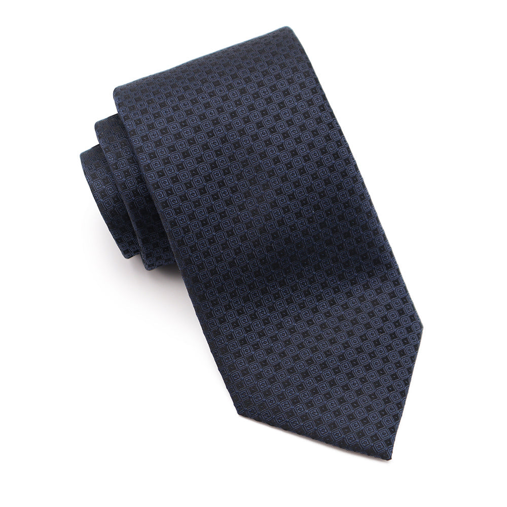 Mens Ledberry Silk Tie - Black Navy Texture