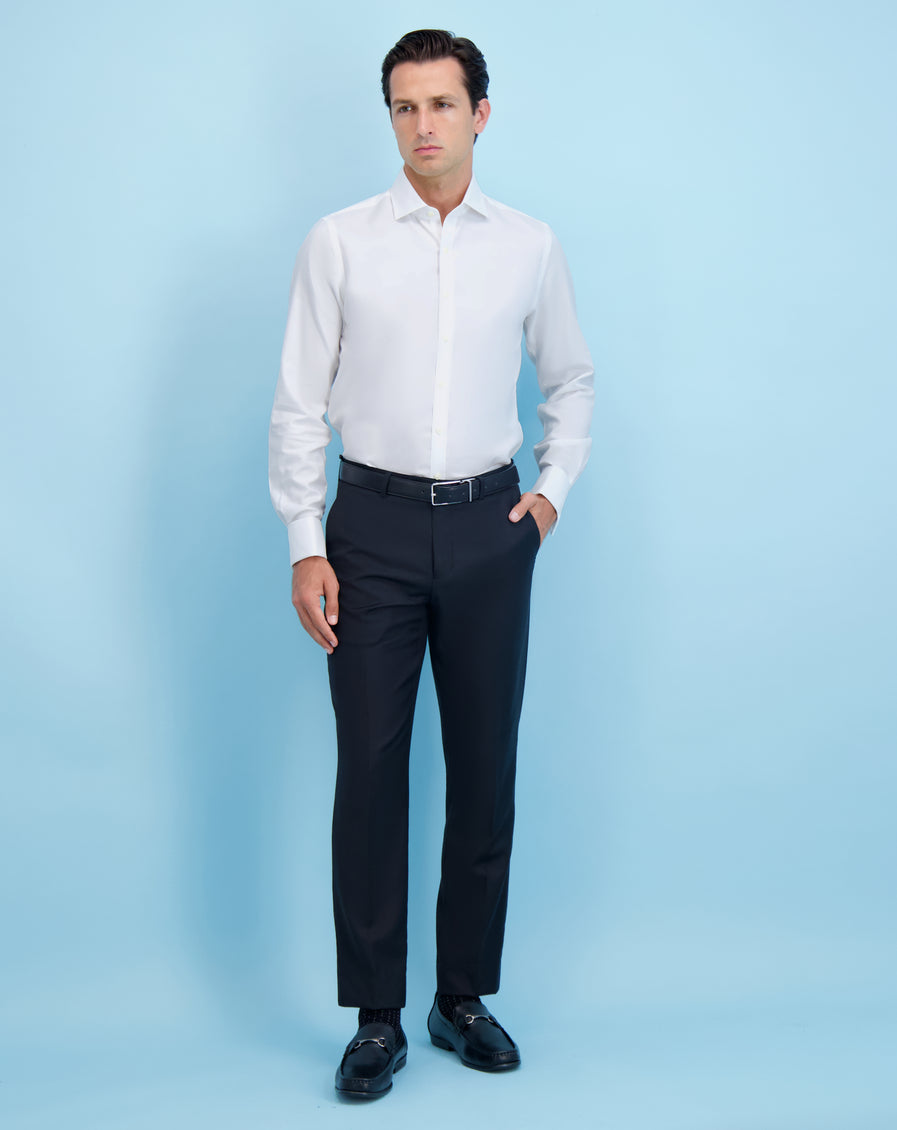 Mens Dobby Cutaway Collar NON IRON Super Slim Fit French Cuff