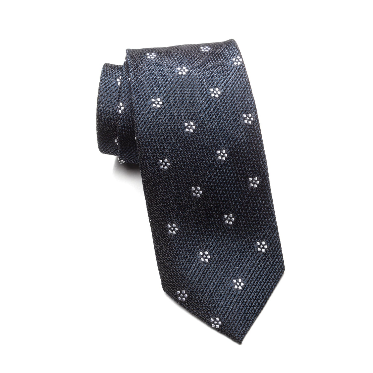 Mens Ledberry Grenadine Tie – Navy Fleur Dot