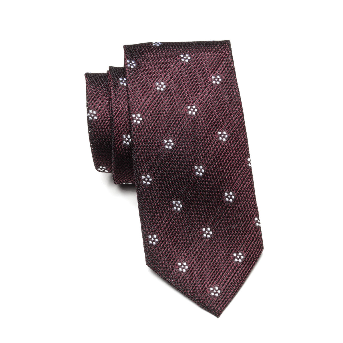 Mens Ledberry Grenadine Tie – Merlot Bloom Dot