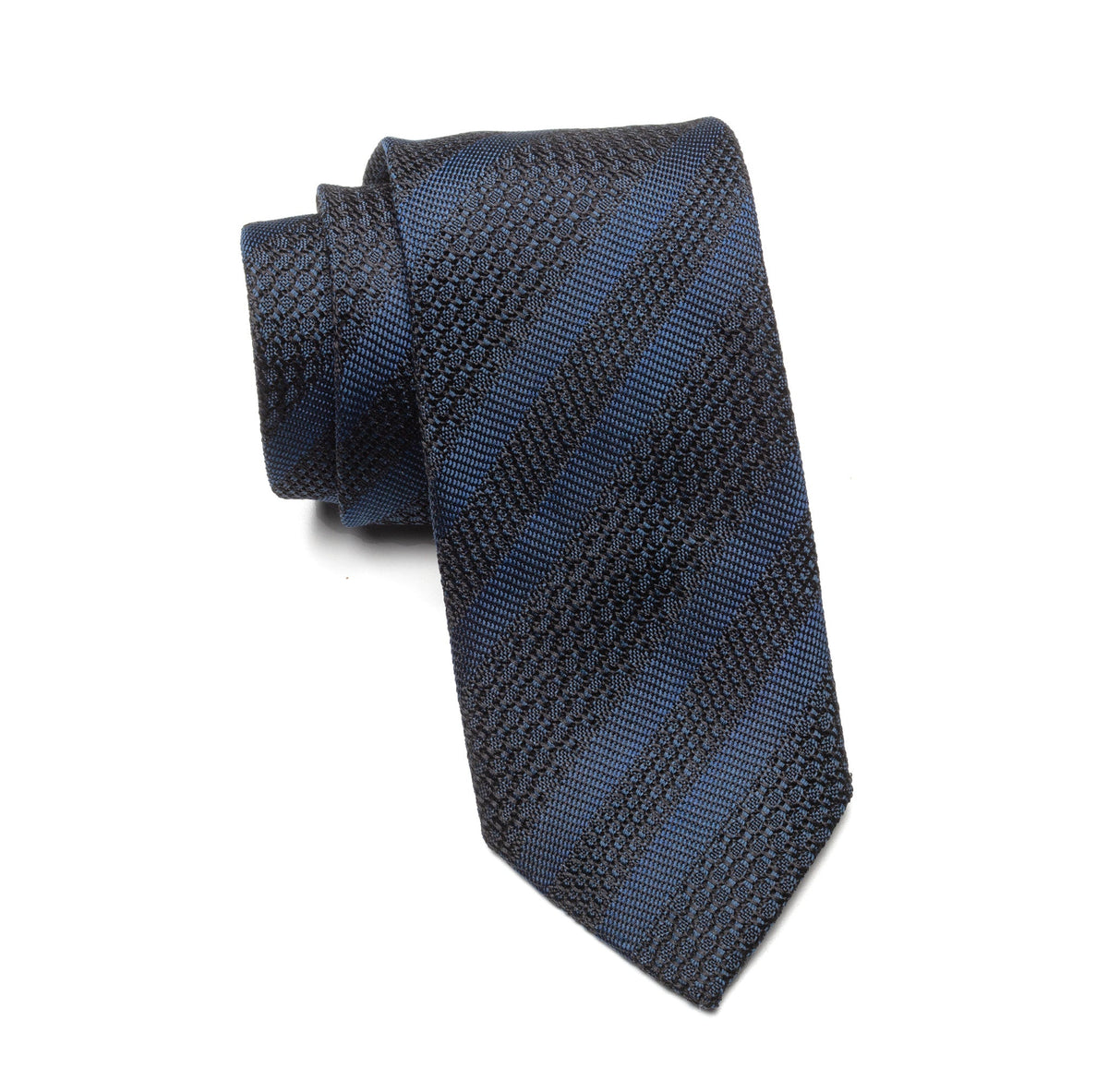 Mens Ledberry Grenadine Tie – Navy Ridge Stripe