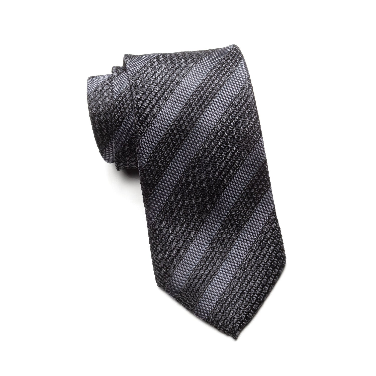 Mens Ledberry Grenadine Tie – Charcoal Shadow Stripe