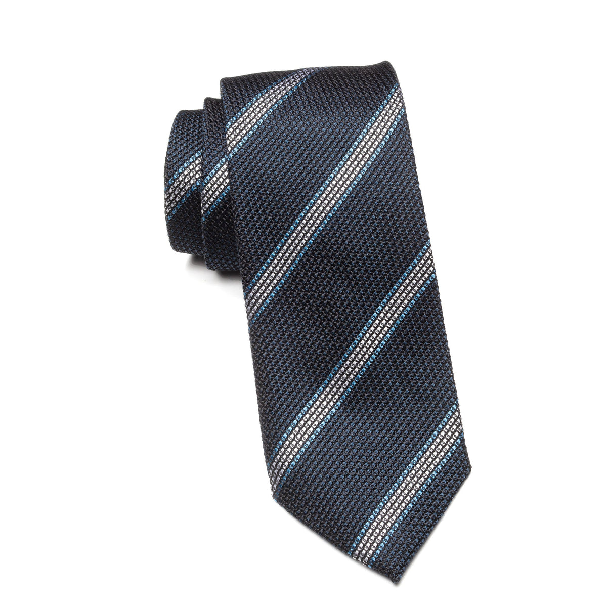 Mens Ledberry Grenadine Tie – Navy Chalk Stripe