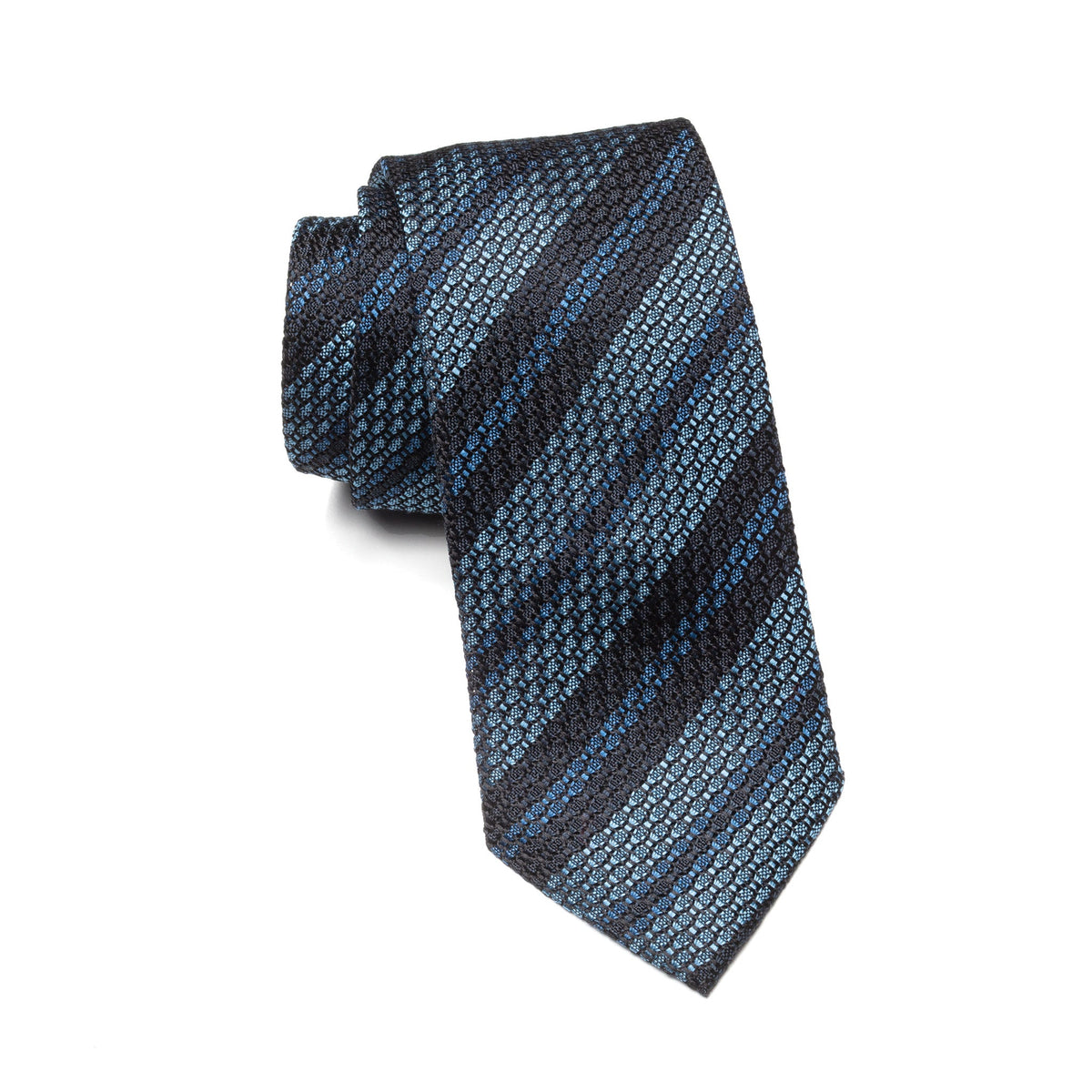Mens Ledberry Grenadine Tie – Midnight Striped Weave