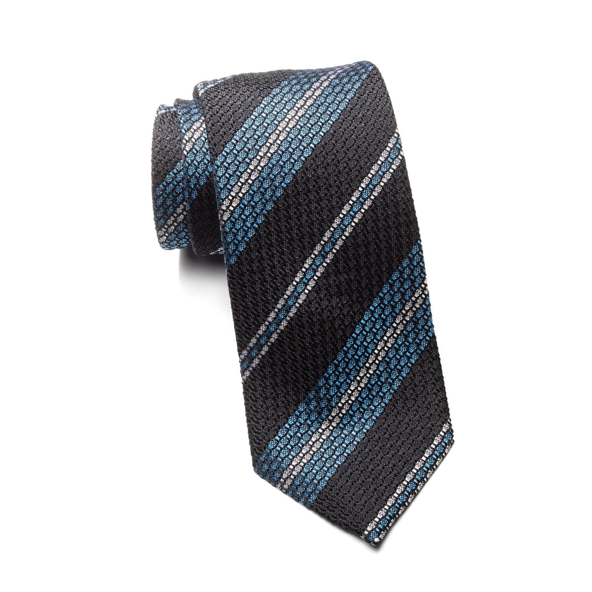 Mens Ledberry Grenadine Tie – Oxford Steel Stripe