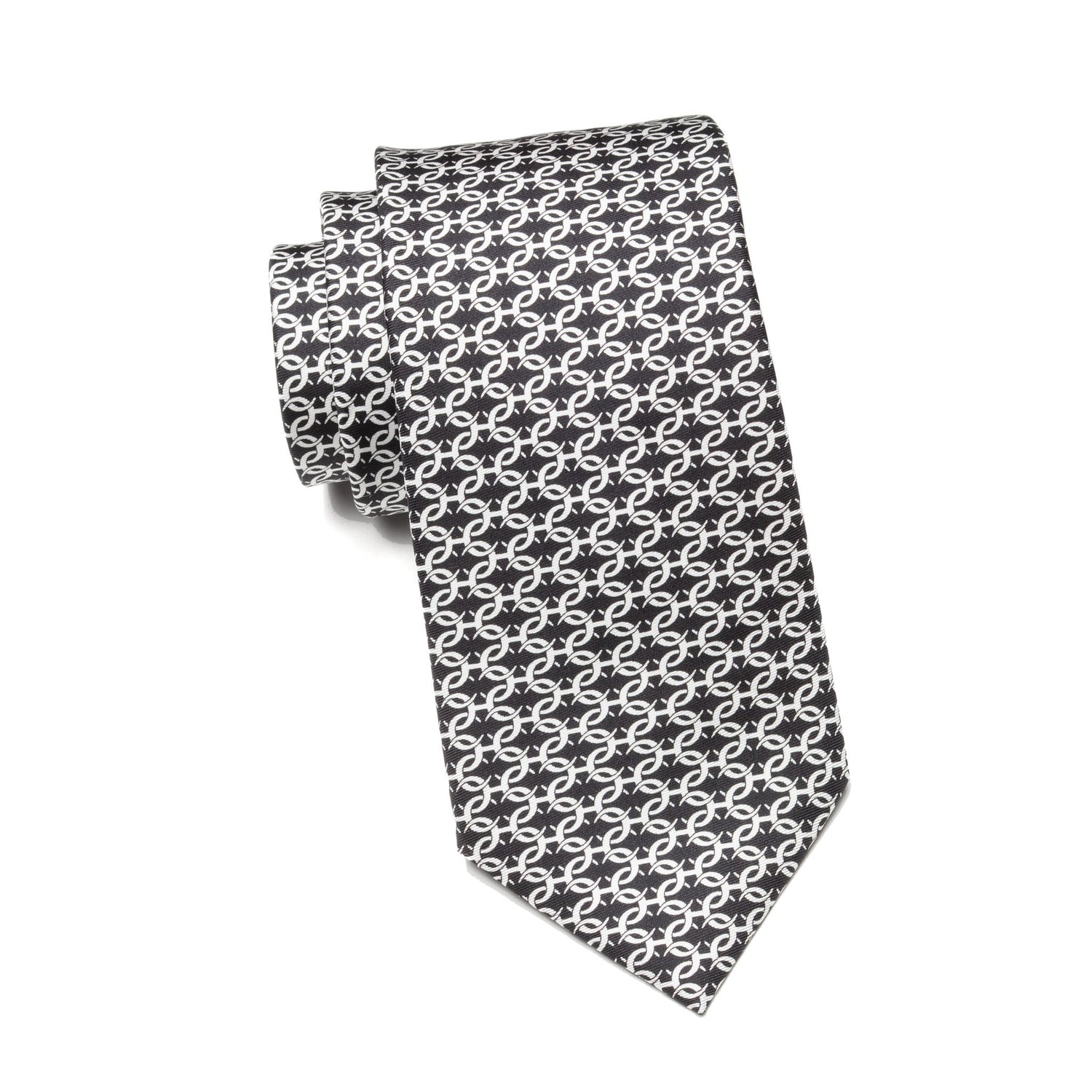 Mens Ledberry Silk Tie – Noir Scroll